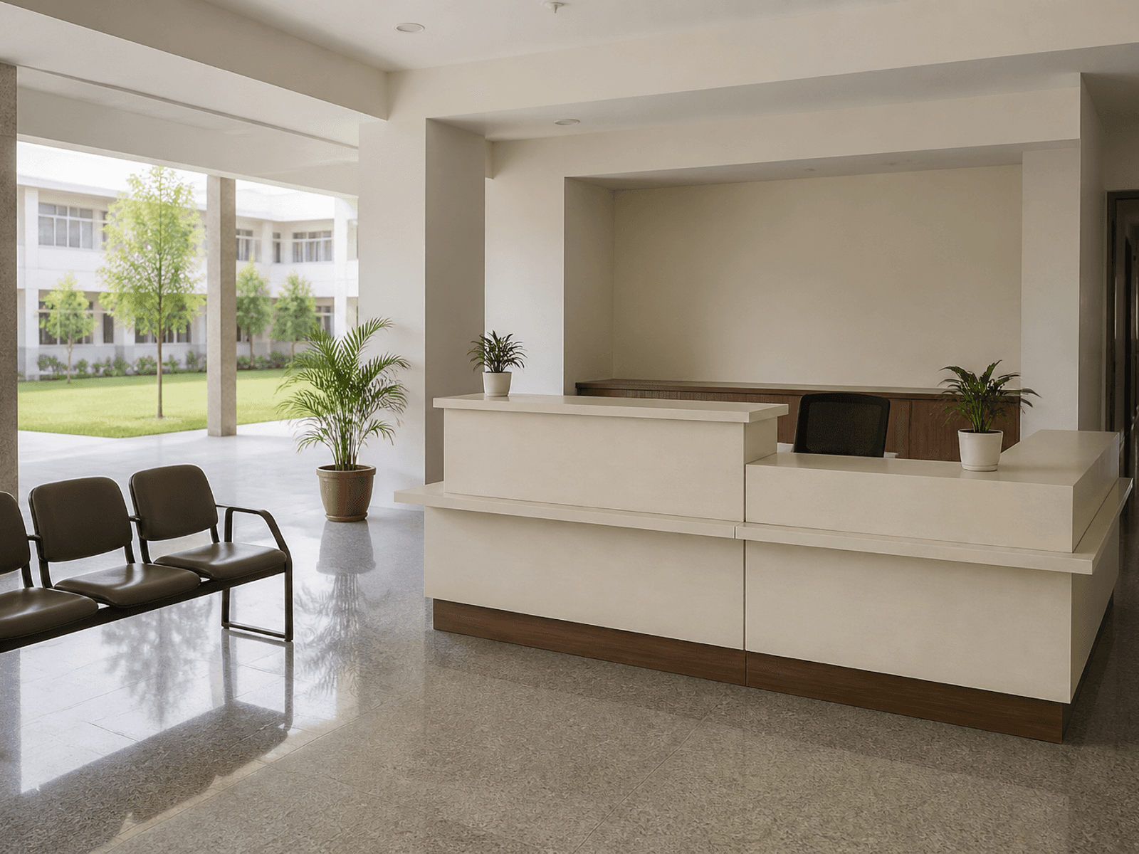 Campus reception desk in laminate