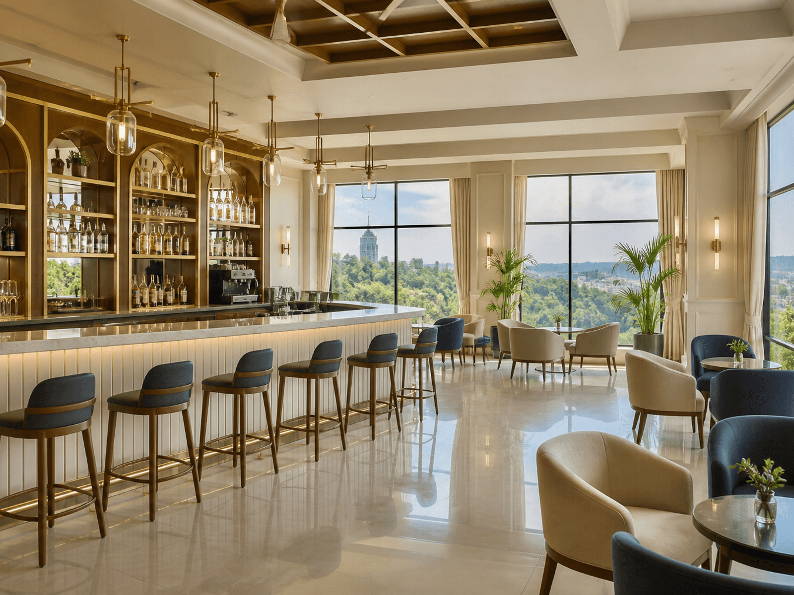 Daylit bar front in hospitality laminate