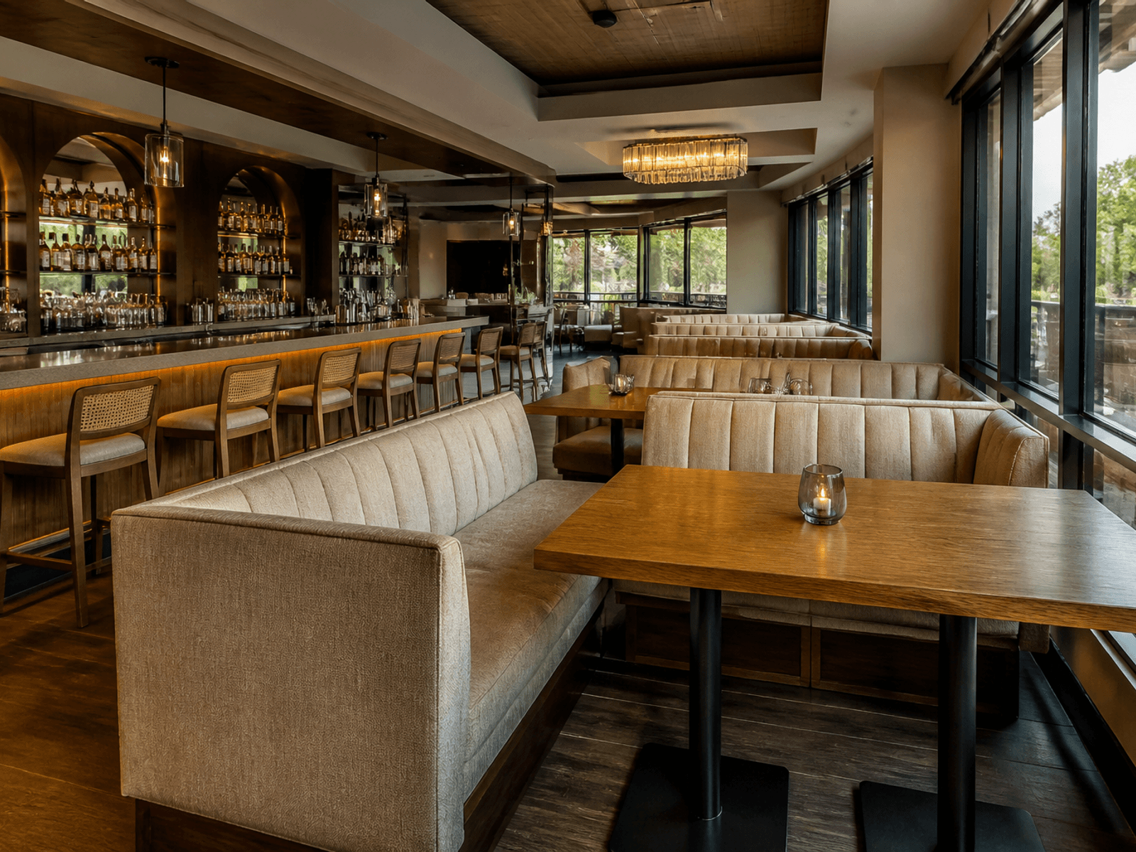 Bar lounge booths in hospitality fabric