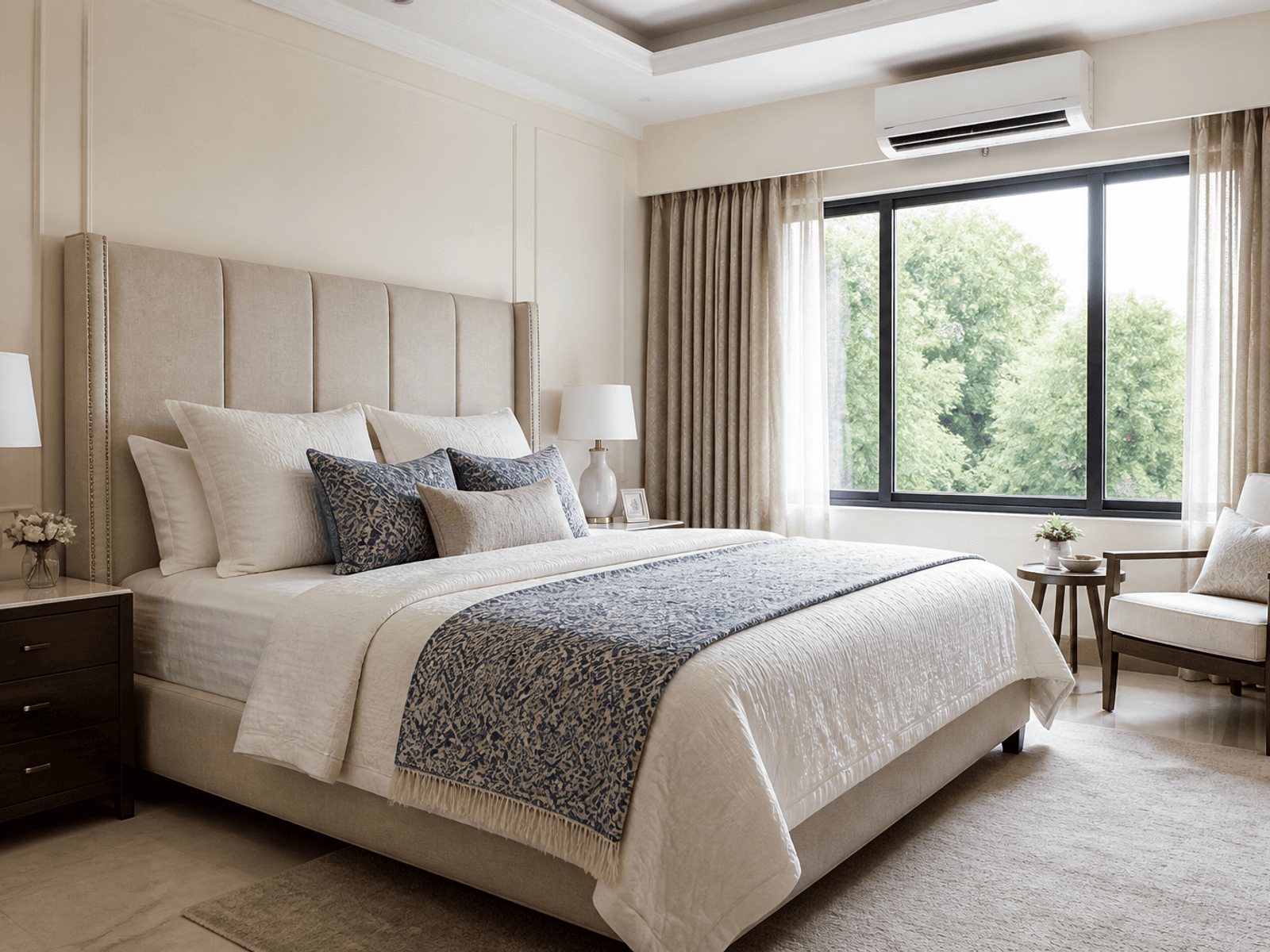 Upholstered bedroom headboard