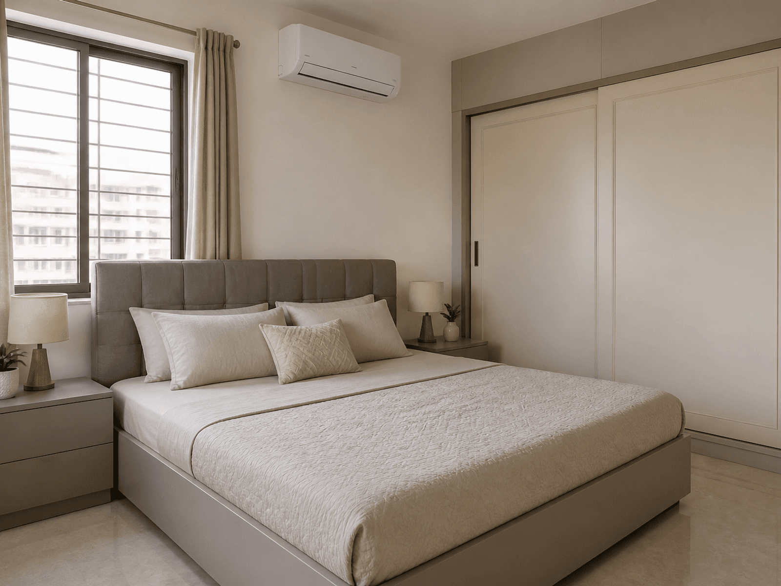 Membrane finish bedroom storage