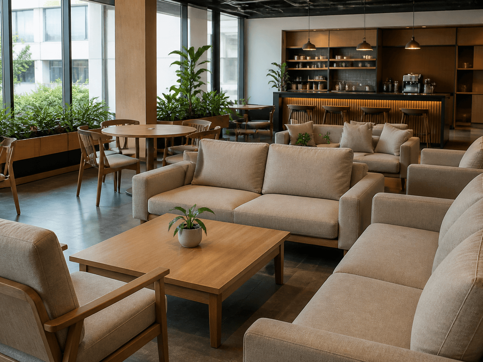 Coworking community lounge seating