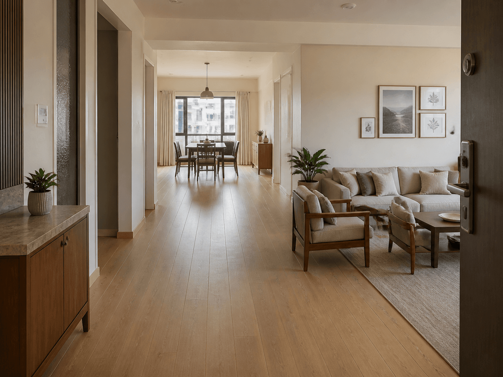 Coordinated oak flooring through a full home