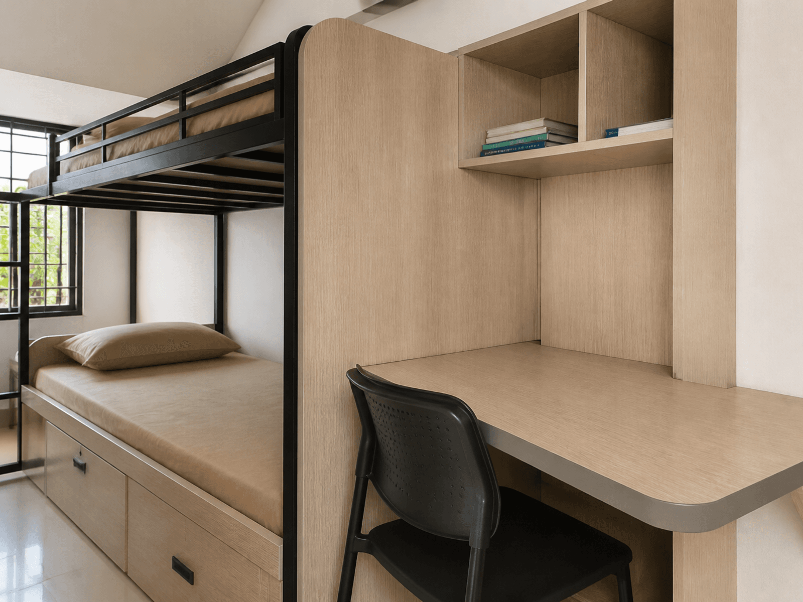 Hostel furniture with durable edged laminate