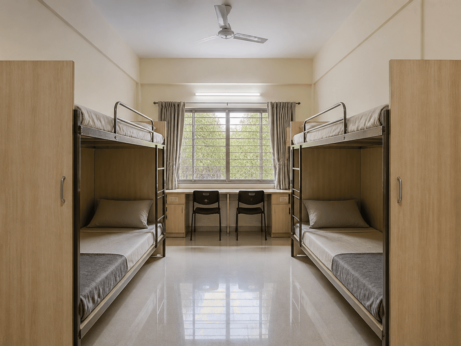 Hostel bunk beds with HPL faces