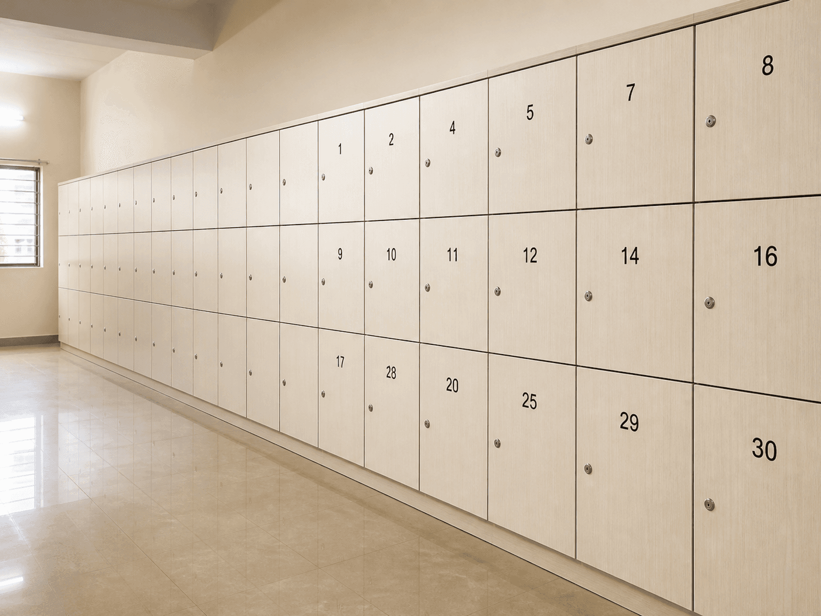 Hostel locker bank in laminate