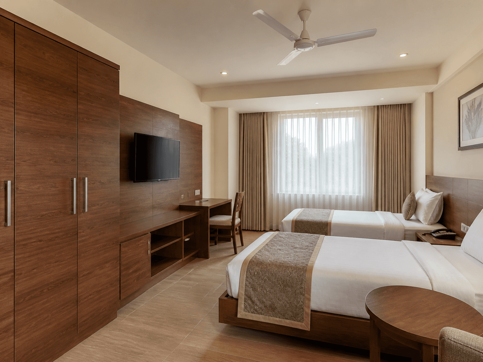 Hotel room Veneer Finish wardrobe and TV unit