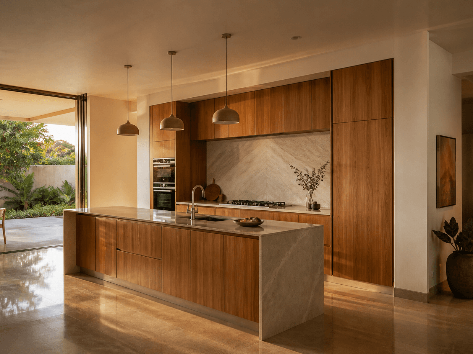 Veneer Finish kitchen island and cabinets