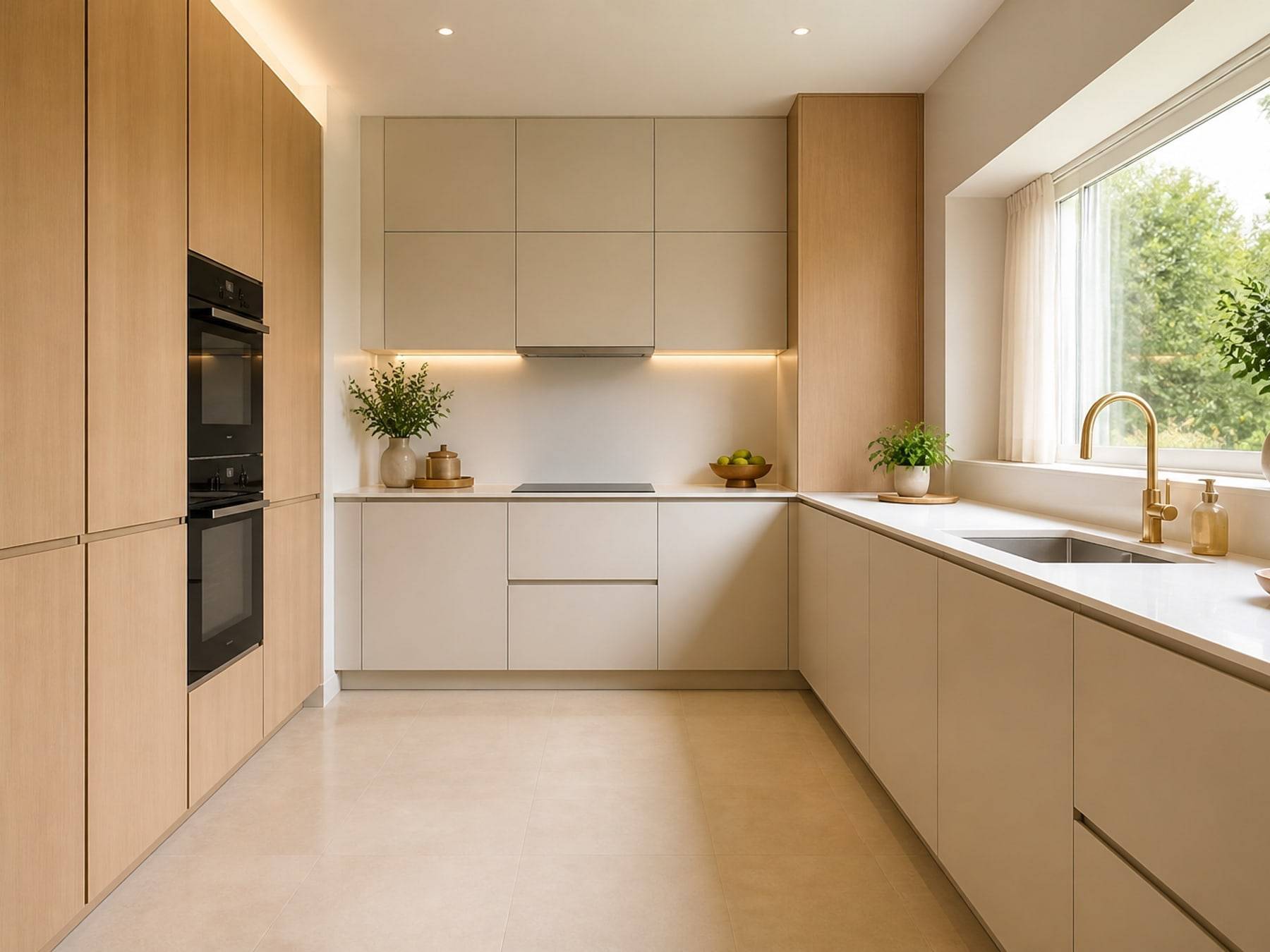 L-shaped kitchen interiors by Space Solutions
