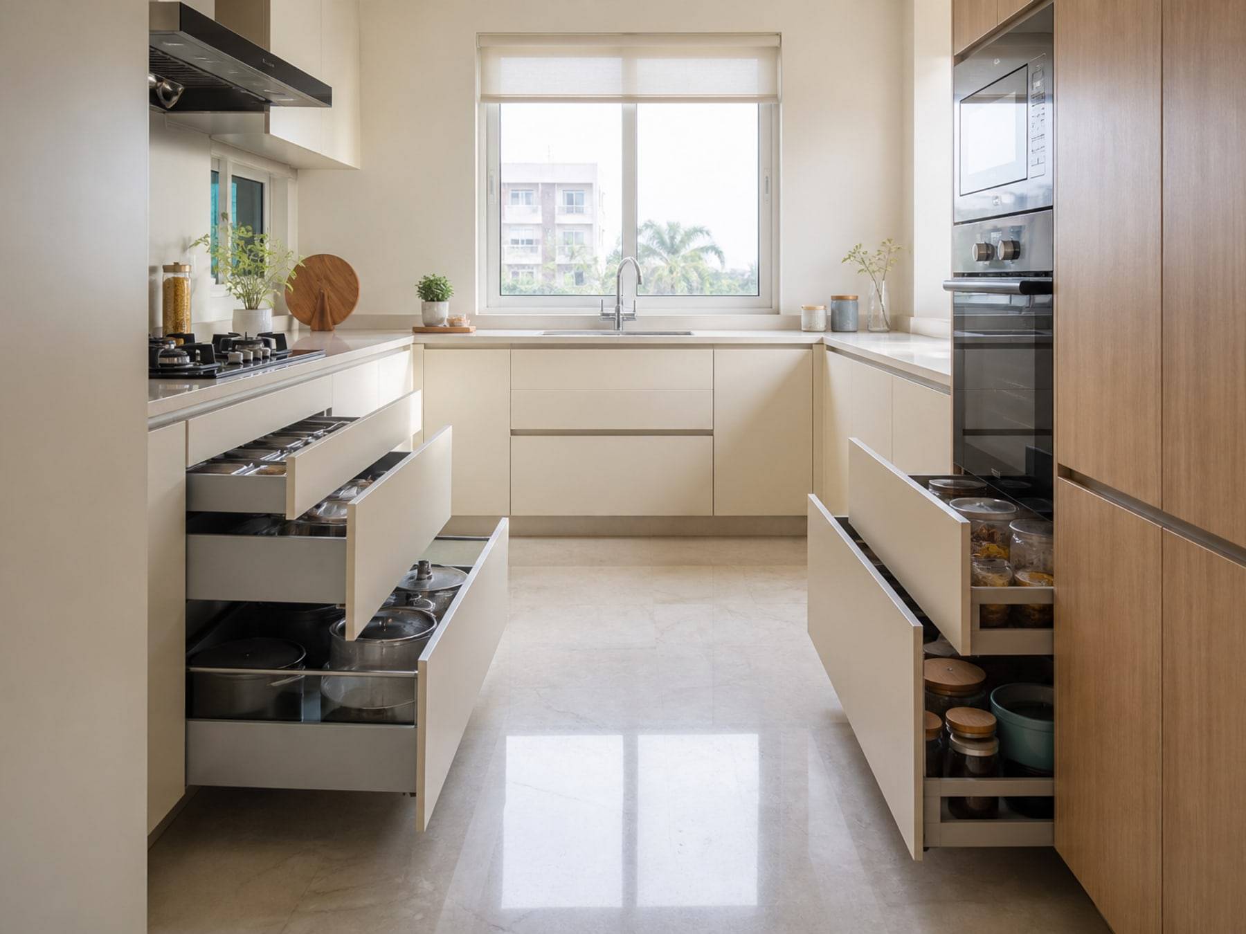U-shaped kitchen interiors by Space Solutions