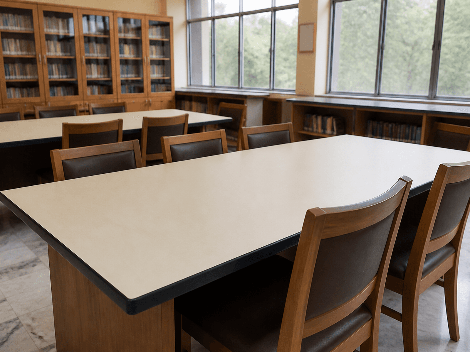 Library table with durable edged top