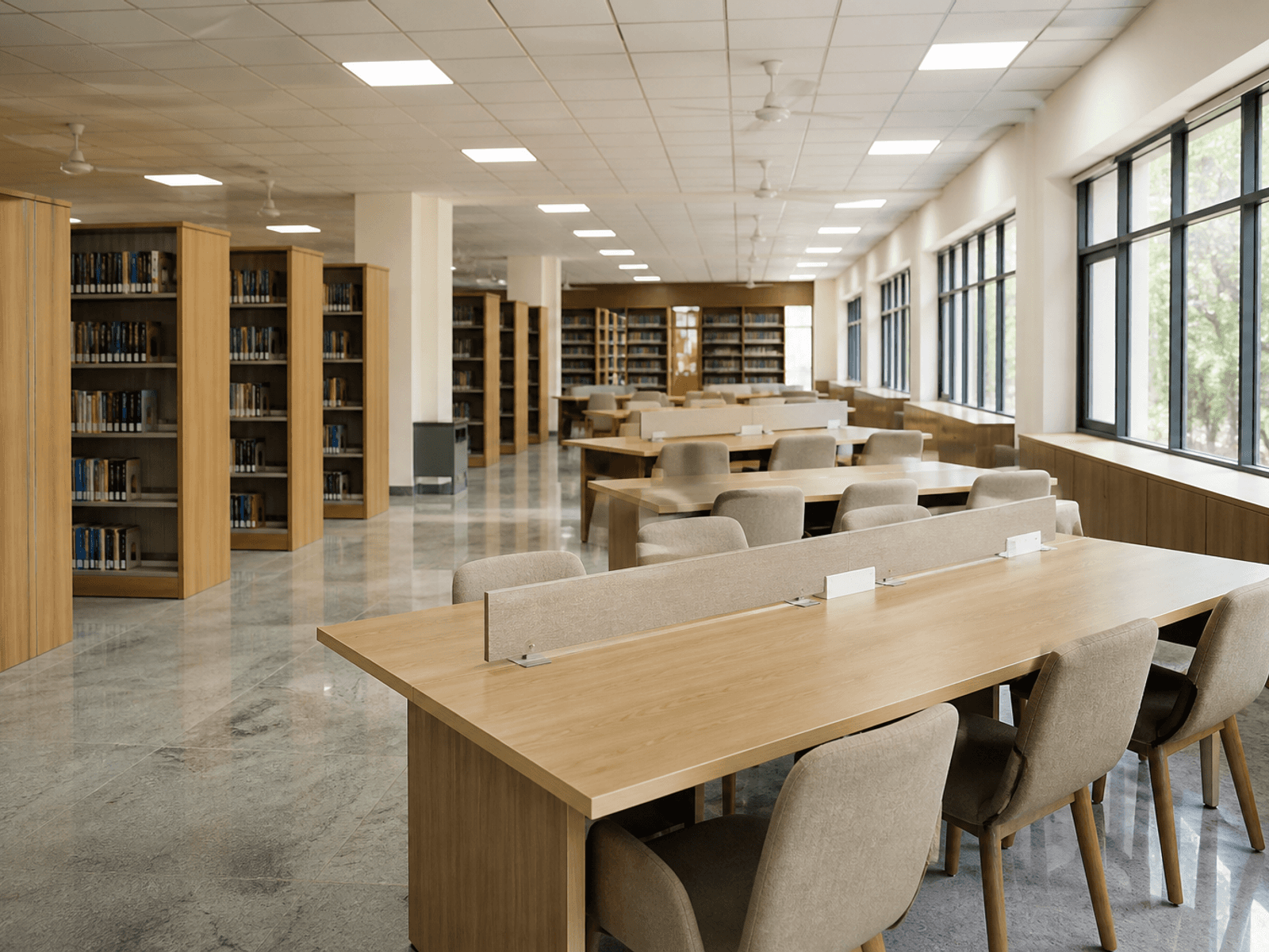Library reading tables in high-pressure laminate