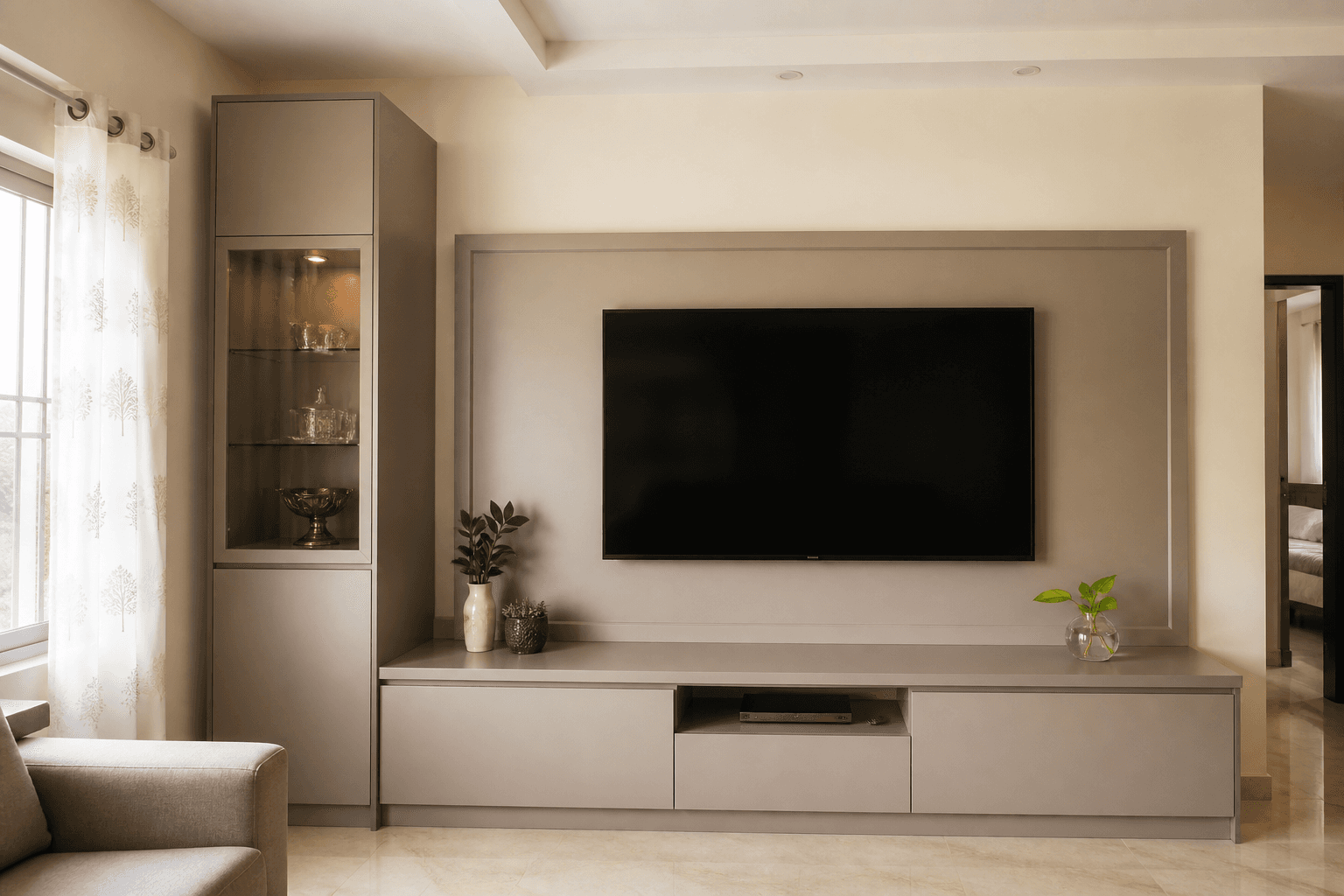 PU coated TV unit in a living room