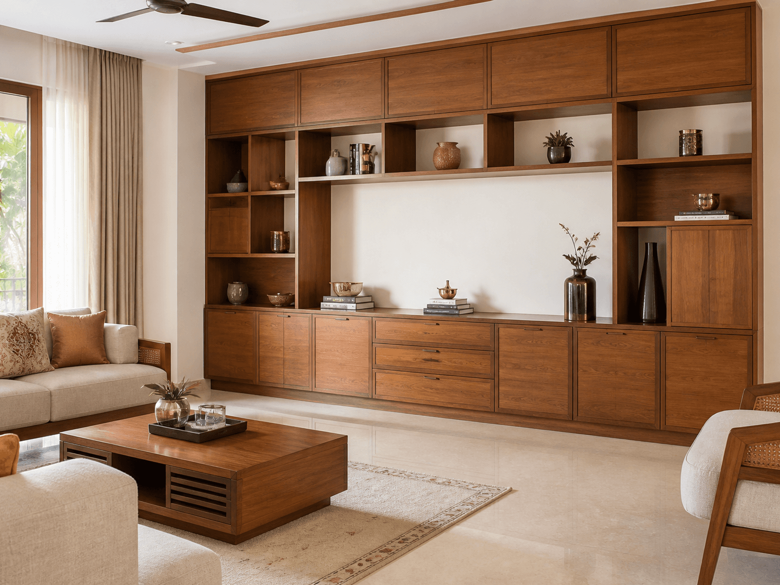 Veneer Finish living room display unit