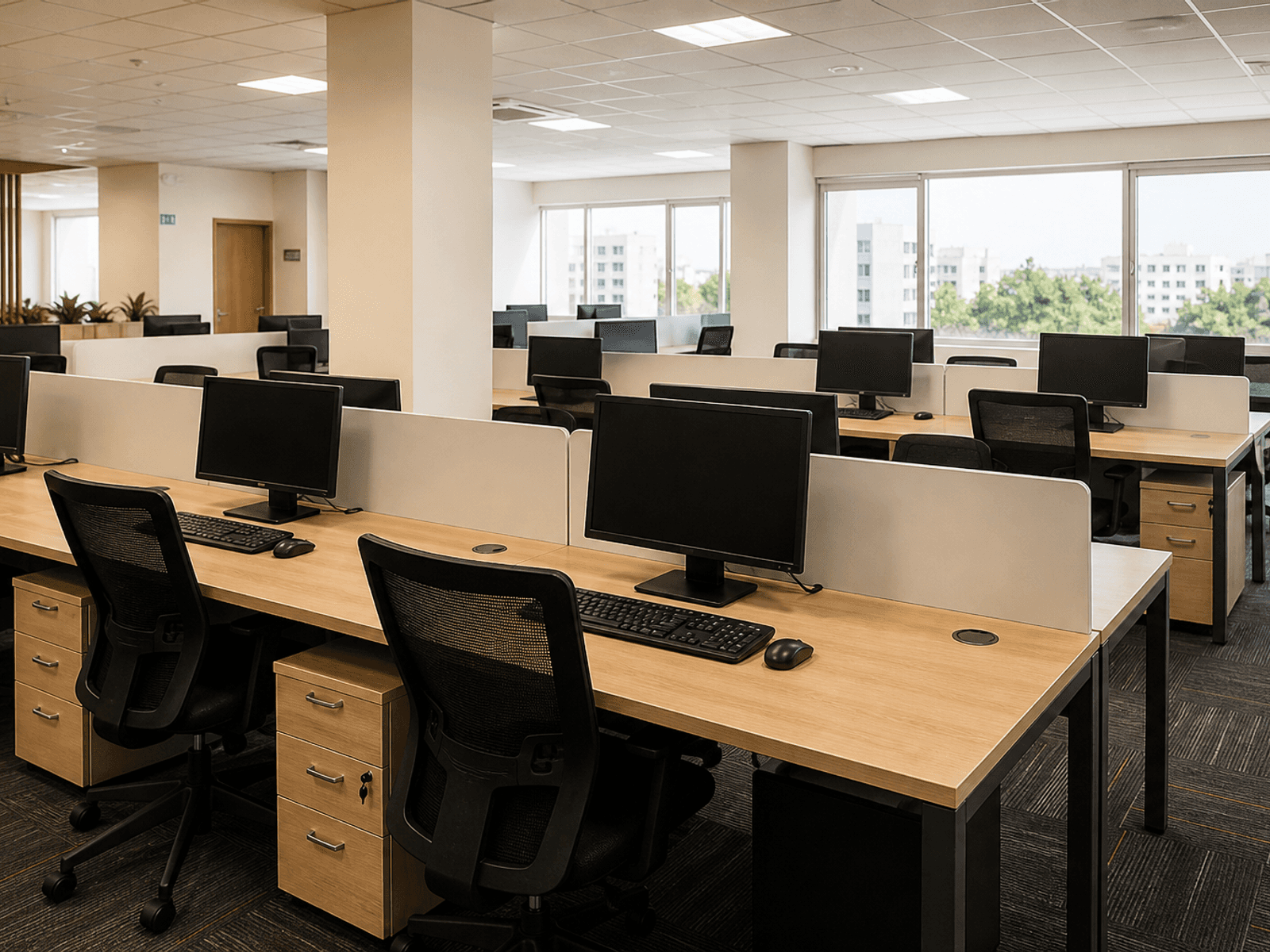 Office workstations with laminate tops