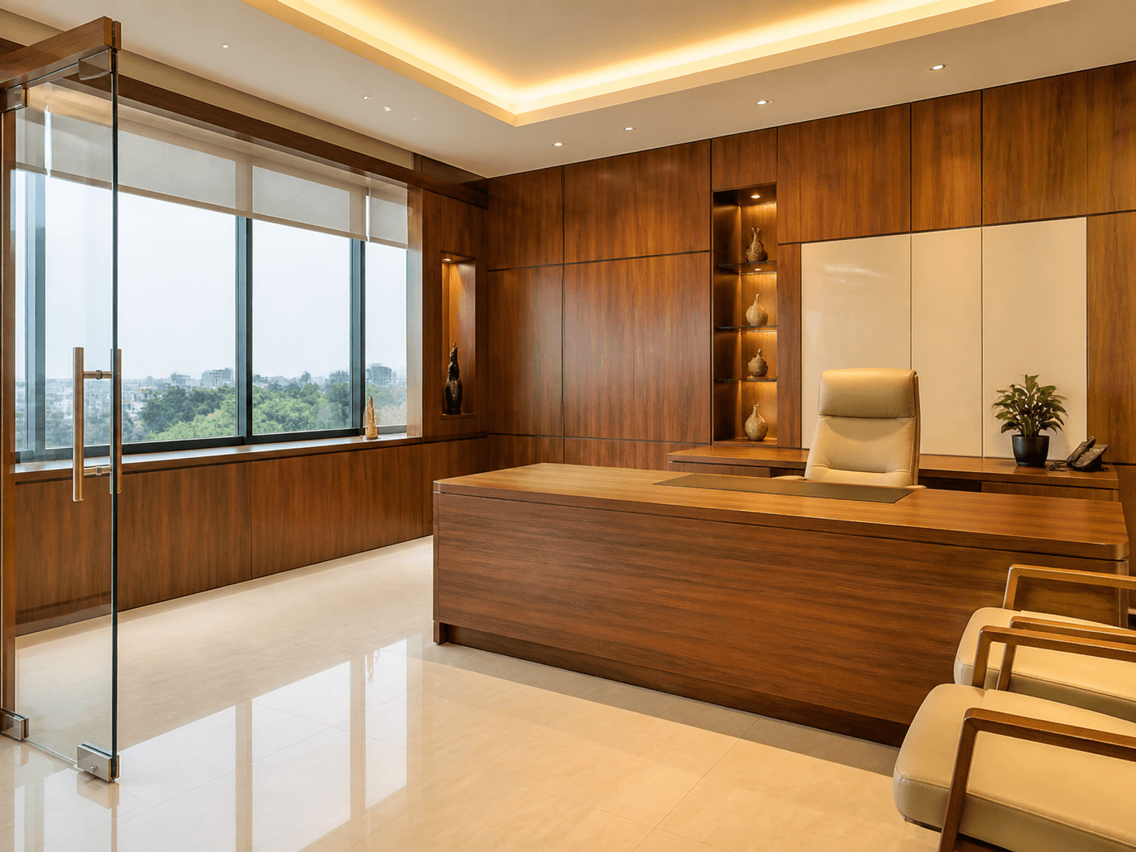 Office cabin in Veneer Finish