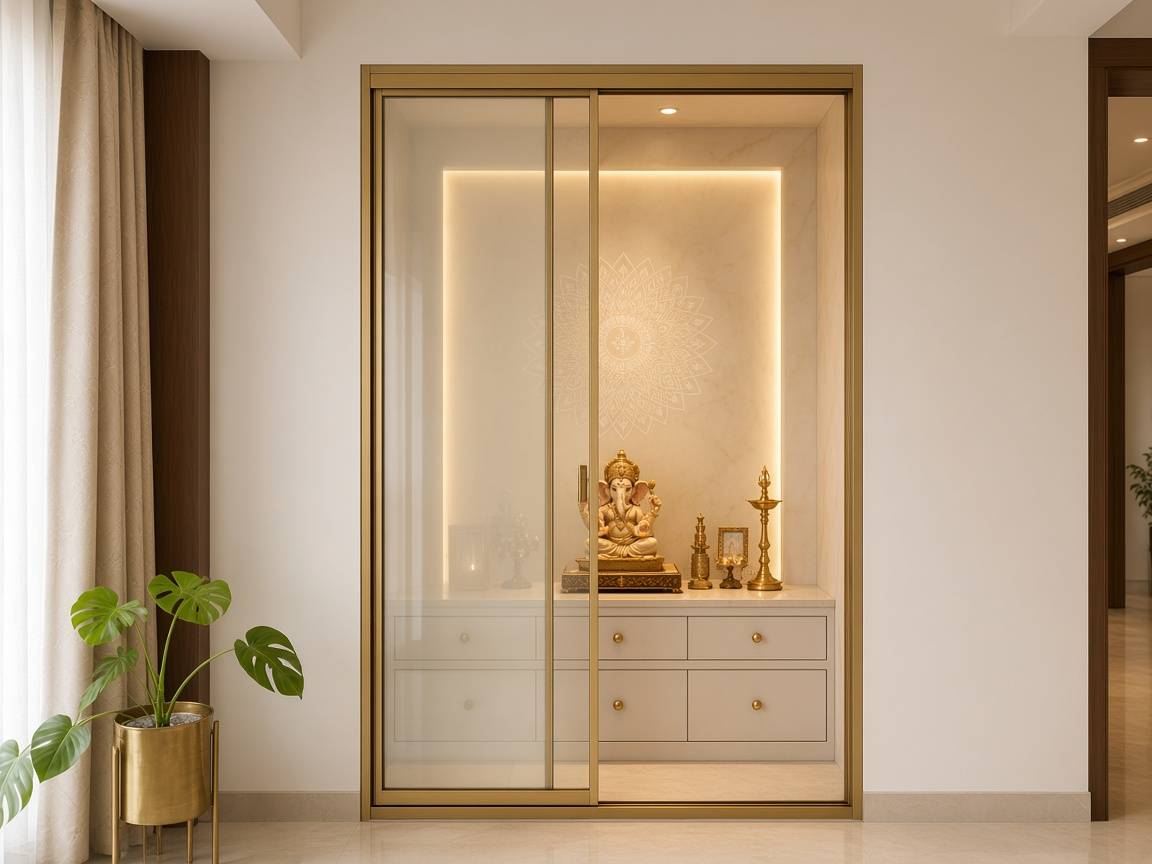 Profile shutter pooja unit doors for sliding and openable use