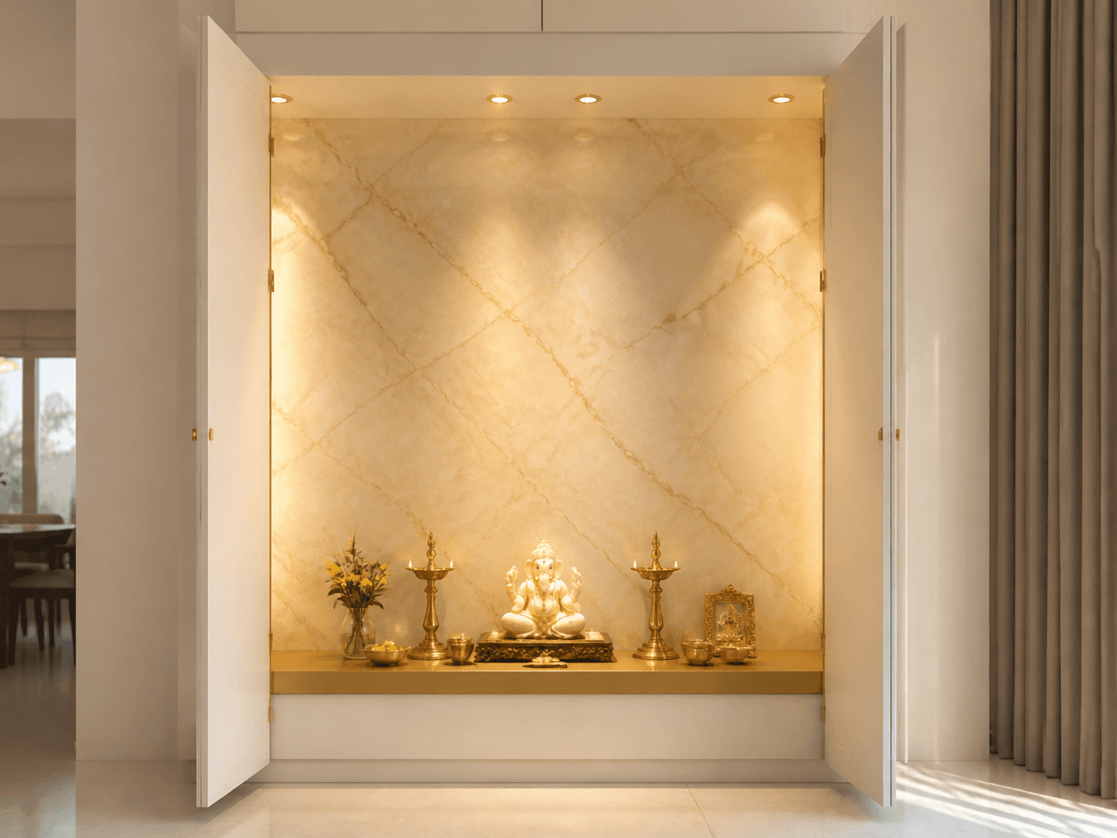 Stone-look pooja back panel