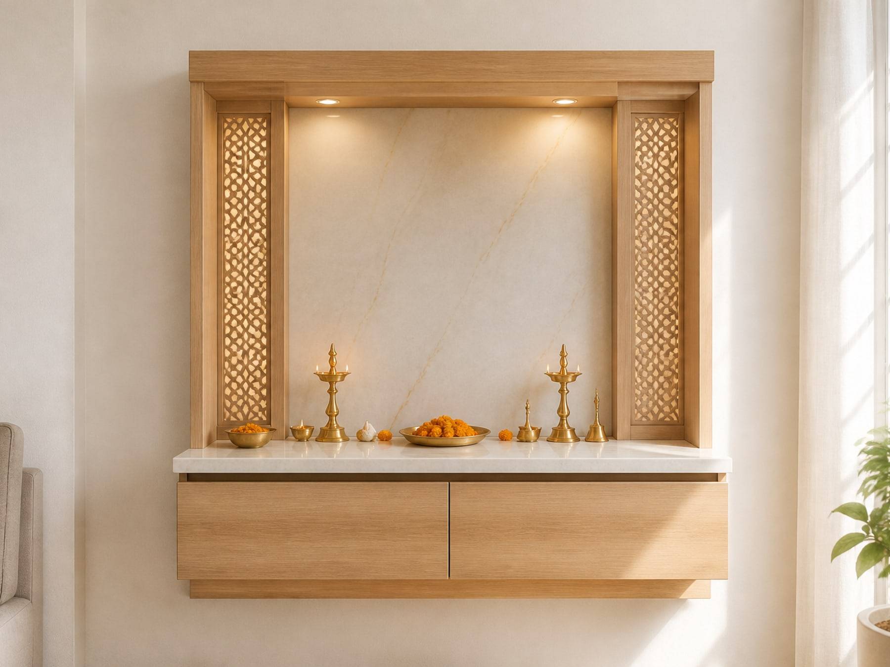 Pooja Room interiors by Space Solutions