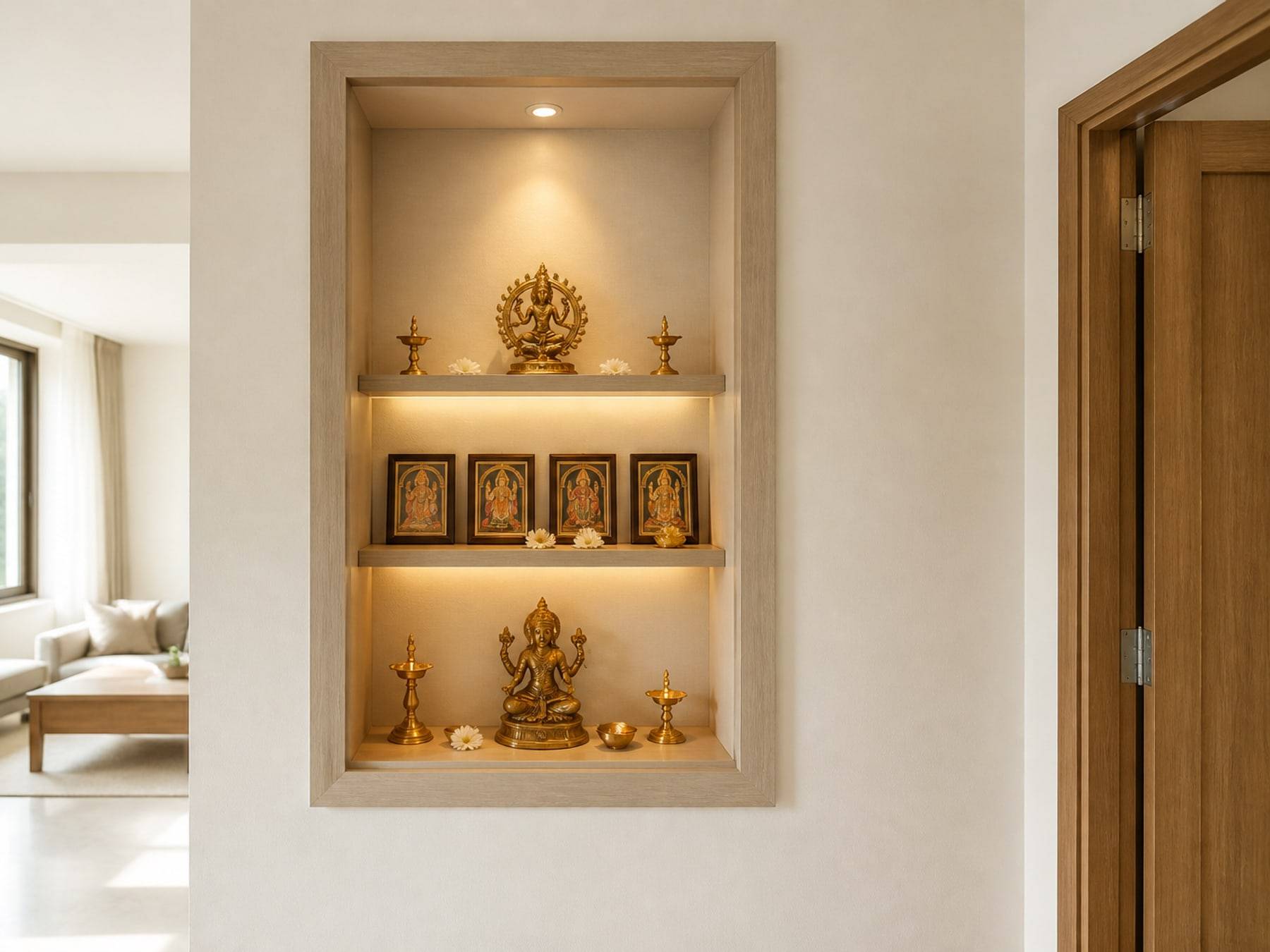 Niche pooja interiors by Space Solutions