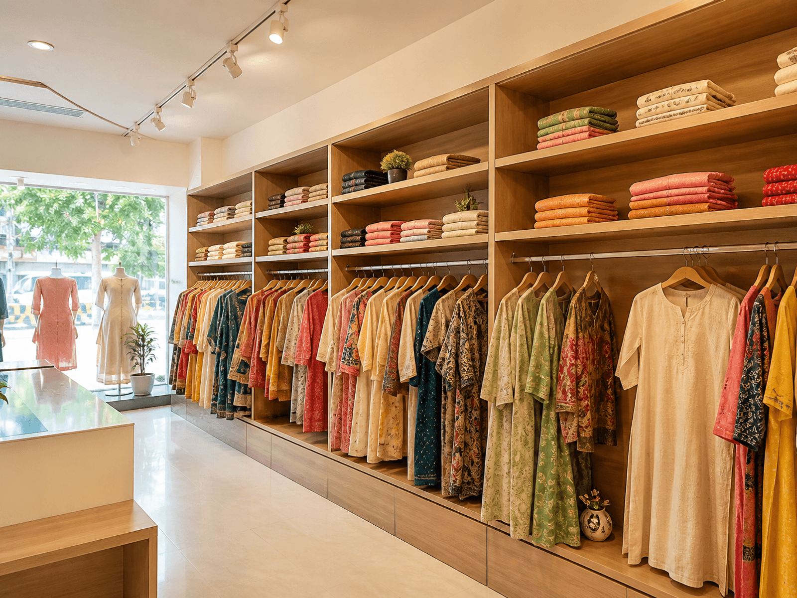 Retail display shelves in laminate