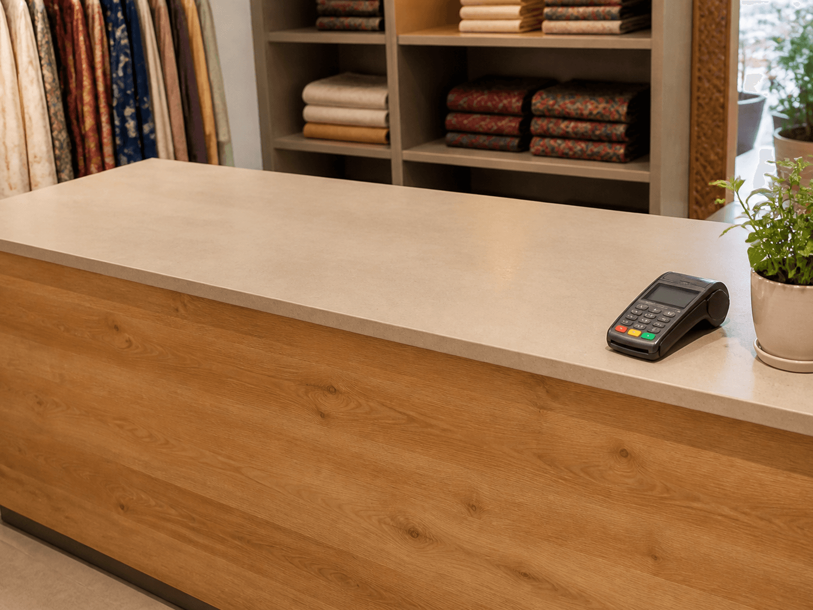 Stone-top retail cash counter