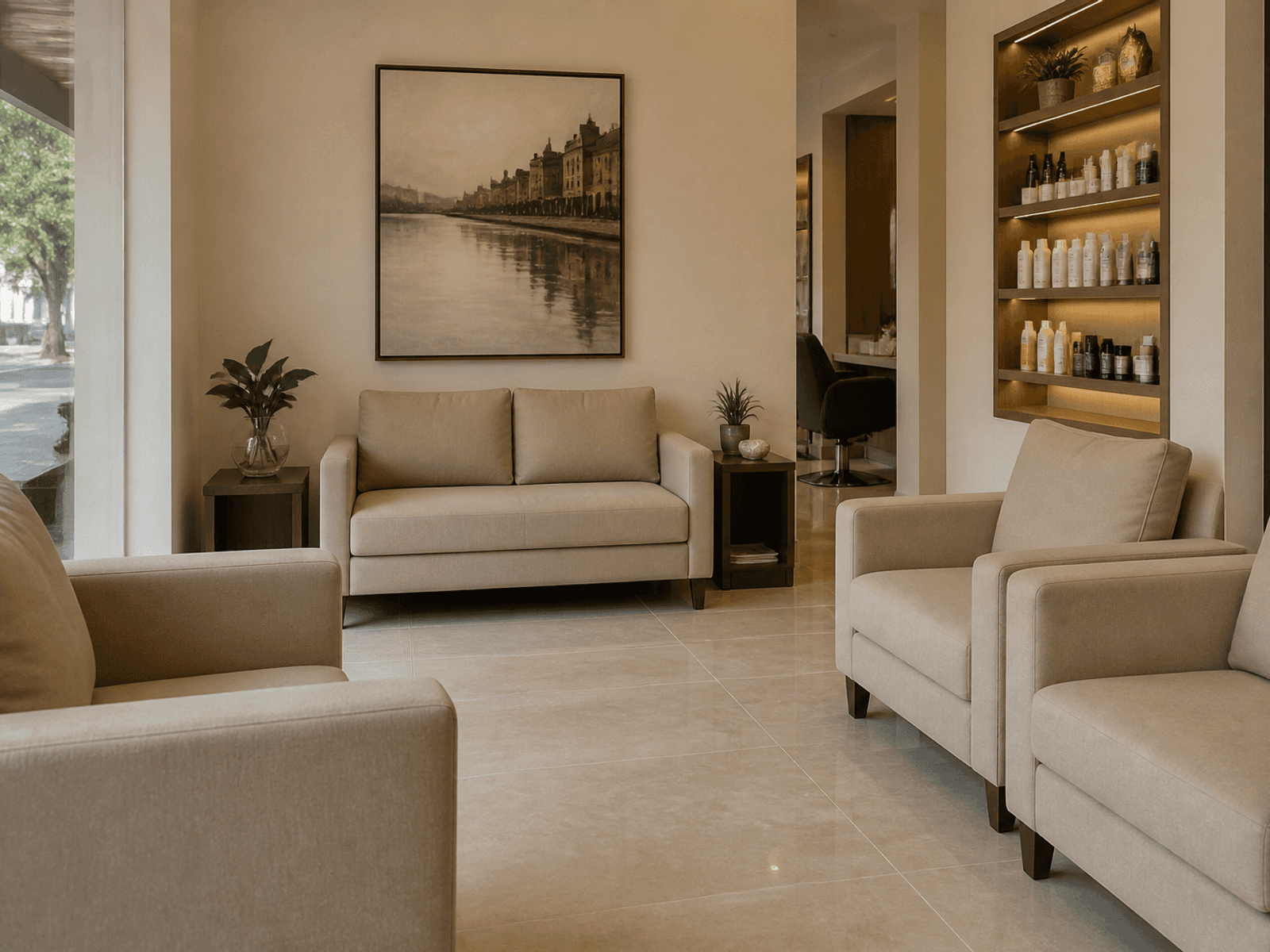 Salon waiting lounge seating
