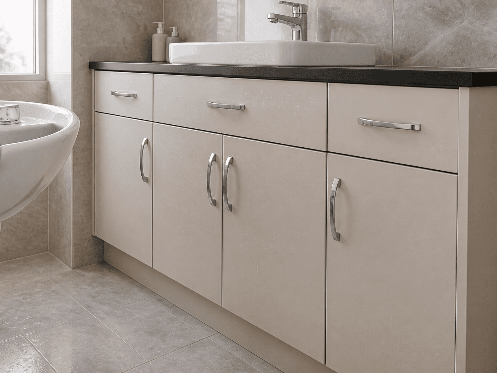 Salon wet-area cabinet hardware