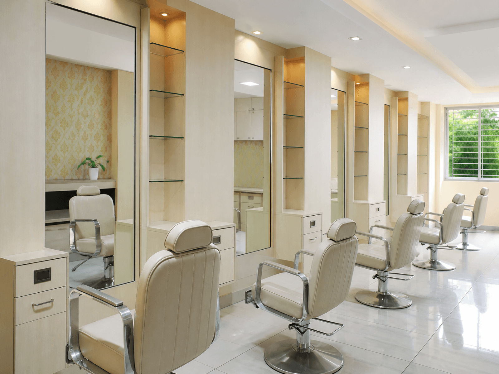 Salon styling stations in wipeable laminate