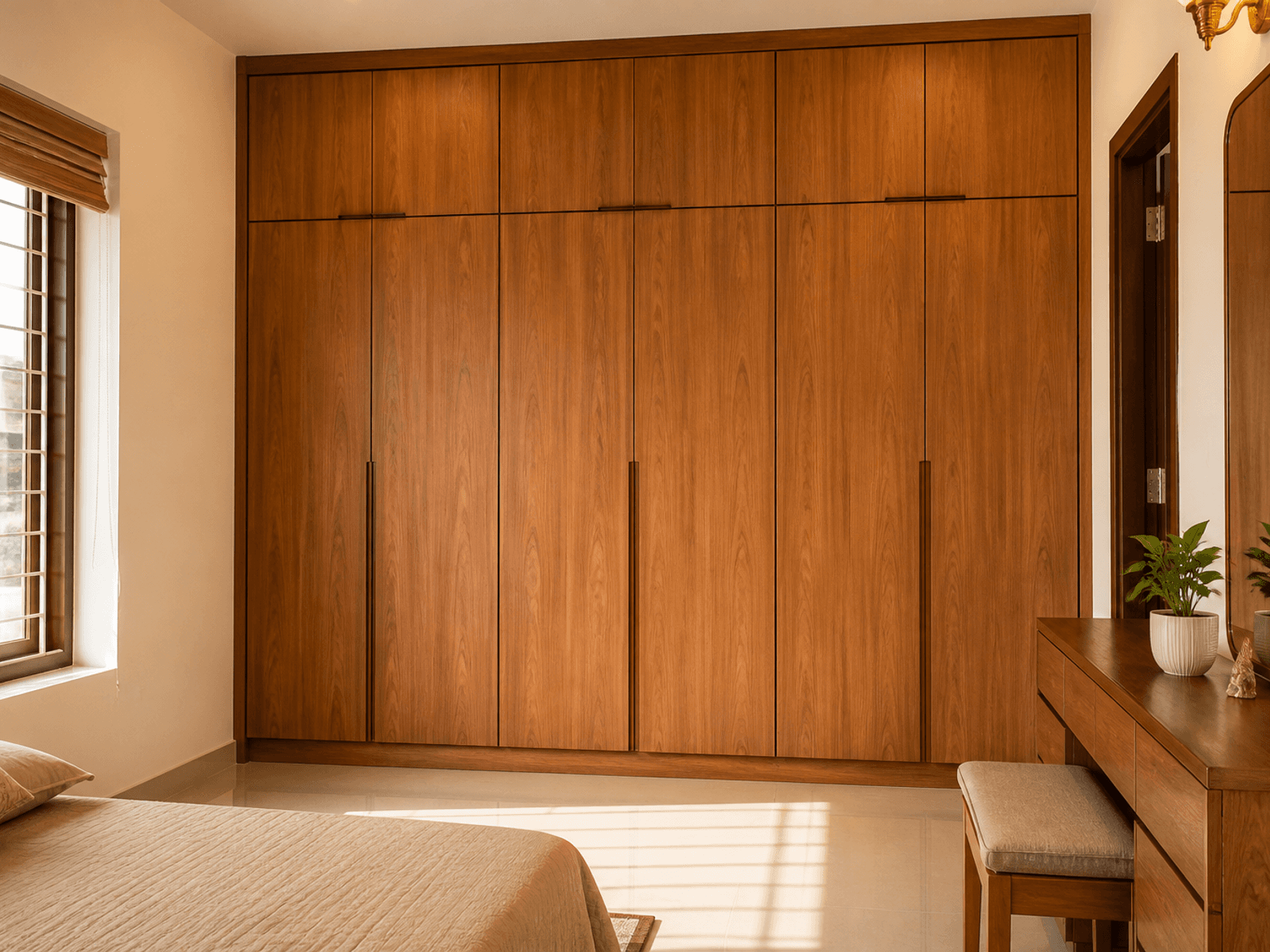Veneer Finish floor-to-ceiling wardrobe